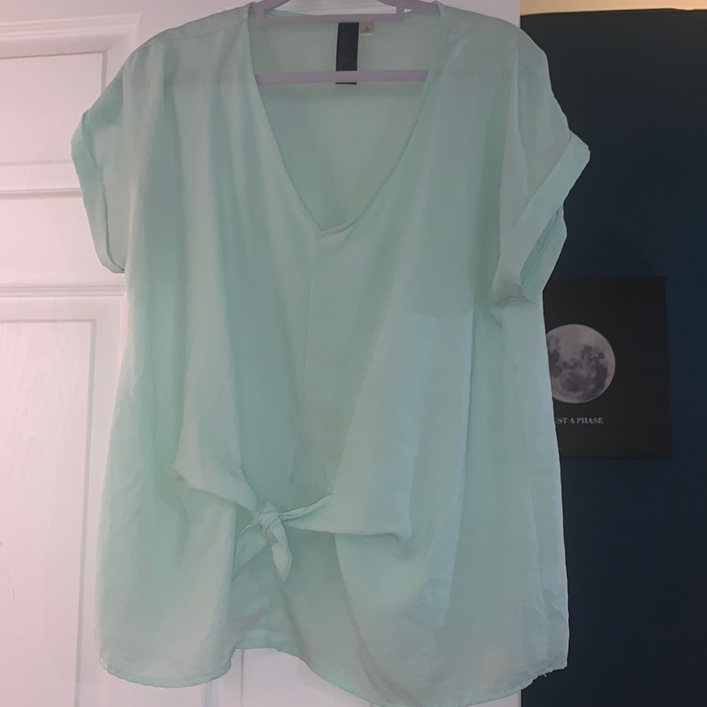 Light blue blouse with tye detail